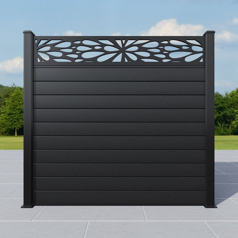 Outdoor black wpc fence wood plastic composite privacy fencing