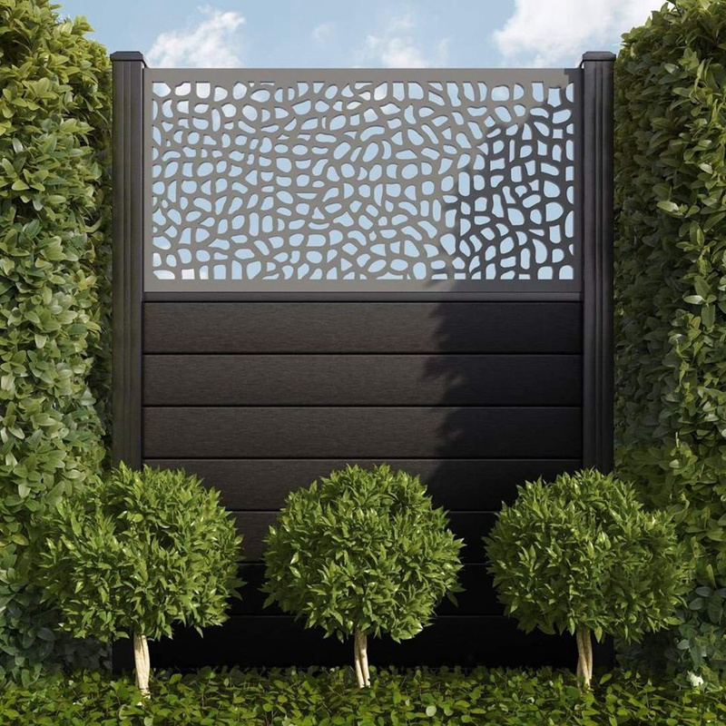 Outdoor black wpc fence wood plastic composite privacy fencing