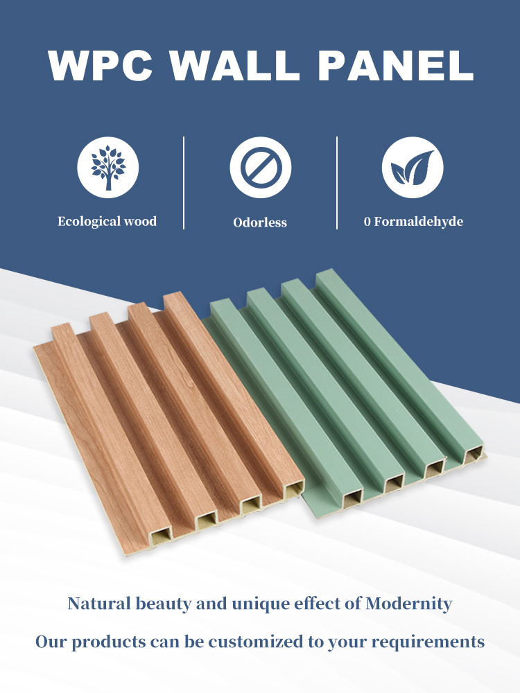 Water Proof Wood And Plastic Composite WPC Fluted Wall Panel