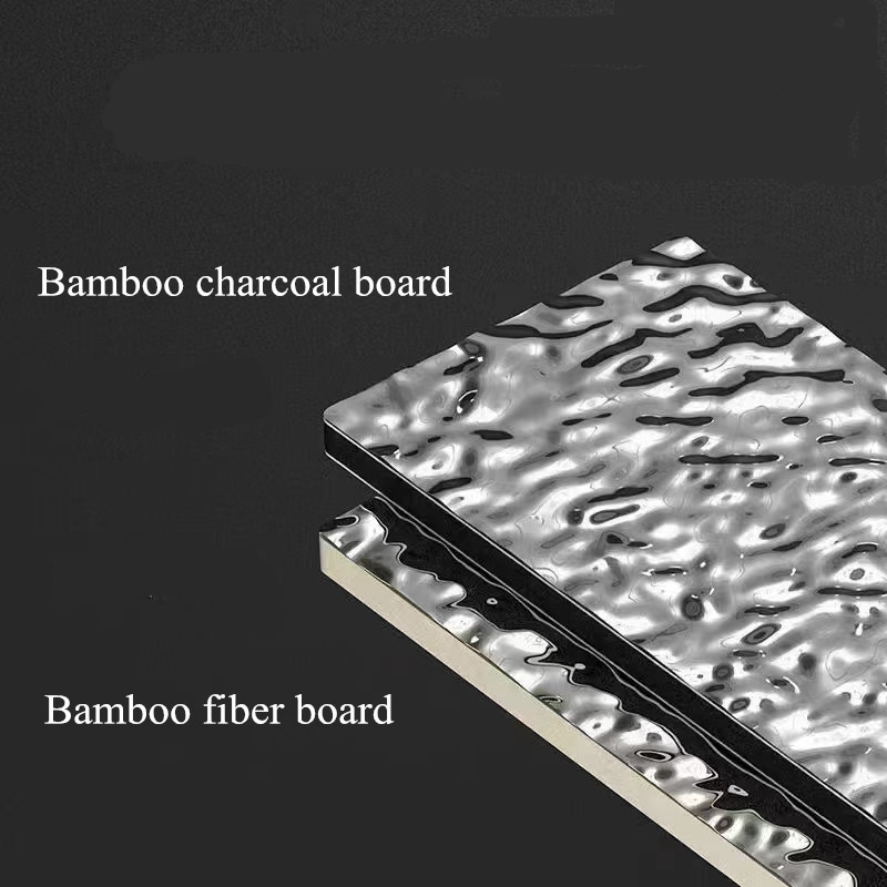 Quanshi Bamboo charcoal wood veneer 4x8  PVC/PET film water ripple wood metal marble fabric pattern