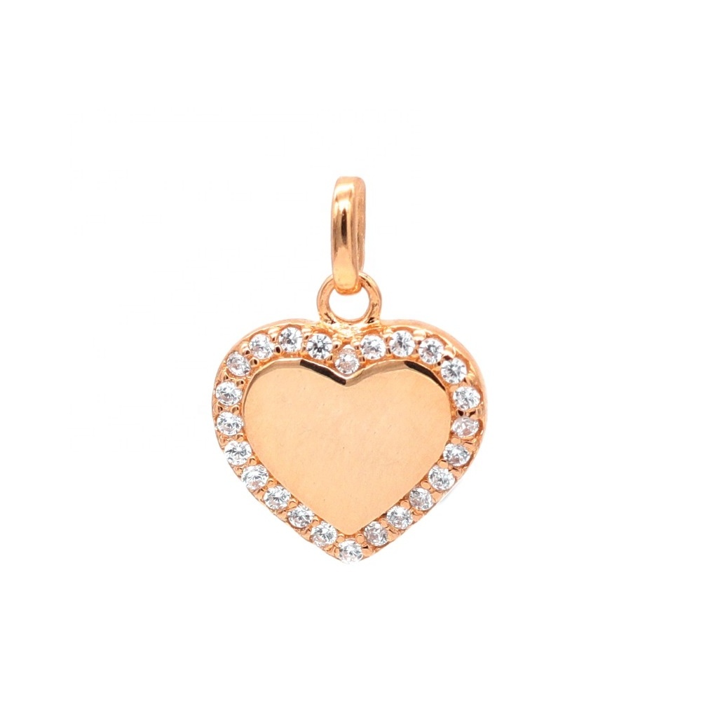 925 Sterling Silver CZ Heart rose gold plated pendant gold plated jewelry women pendant