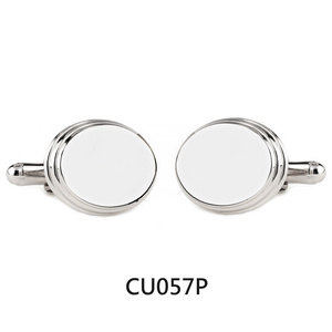 925 sterling silver jewelry plain round circle rectangular oval shape cufflinks silver men's jewelry for engraving