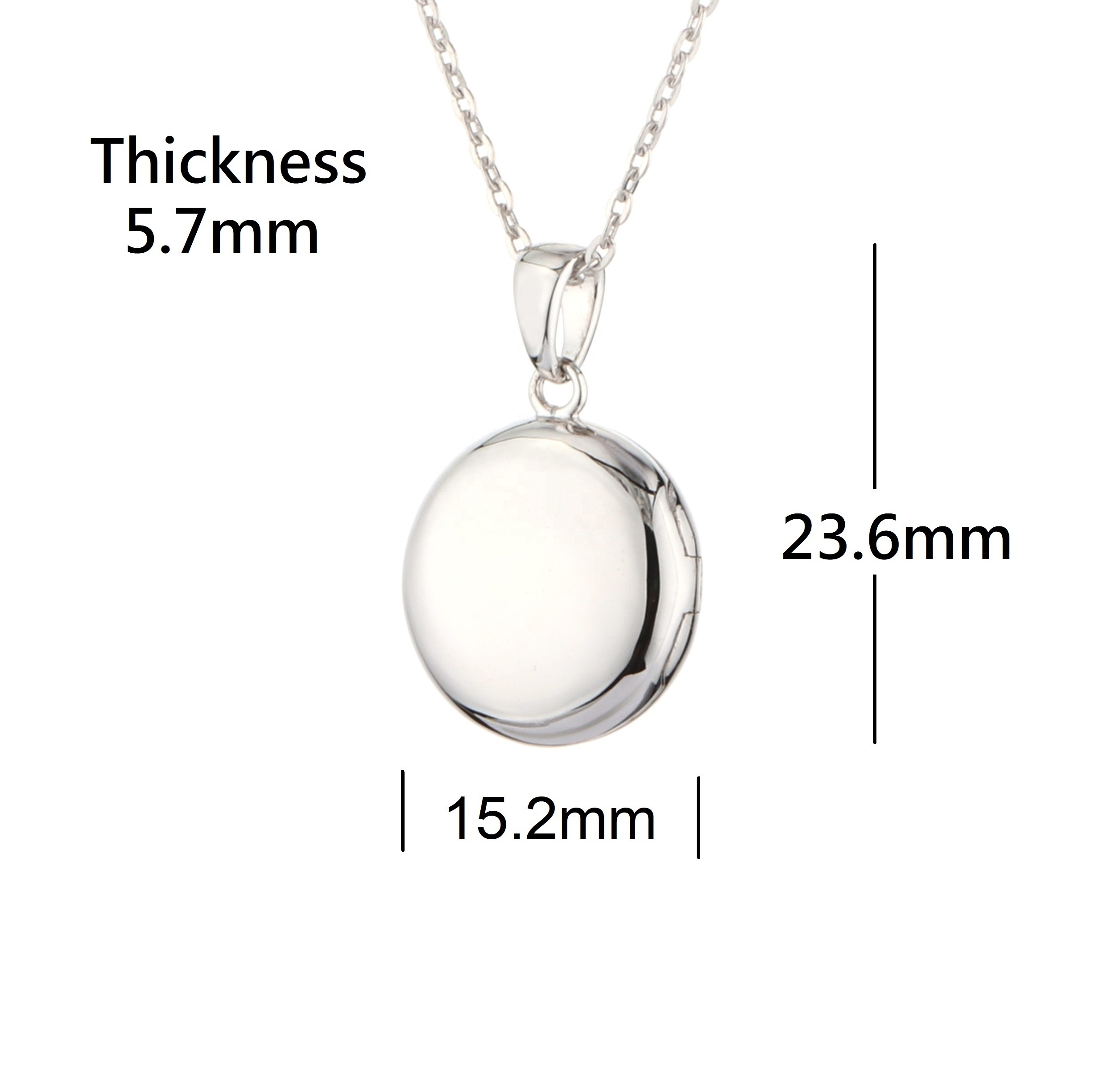 925 Sterling Silver Jewelry Circle Locket Pendant Necklace 925 Silver Photo Locket Necklace Engravable Blank Pendant for Women