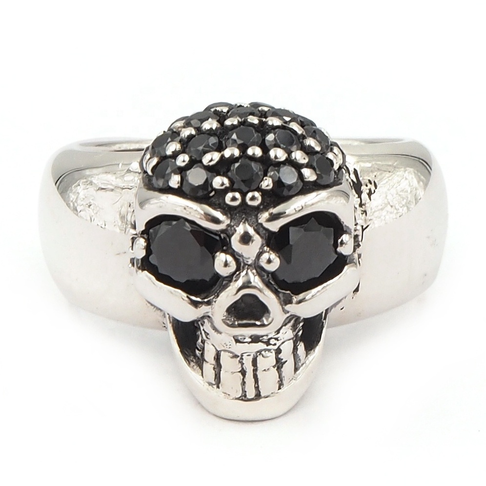 925 Sterling Silver Jewelry Cubic Zirconia Skull Ring CZ fashion party skull Oxidized Ring For Men rings jewelry women