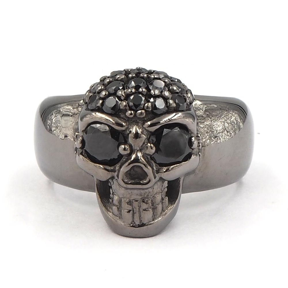 925 Sterling Silver Jewelry Cubic Zirconia Skull Ring CZ fashion party skull Oxidized Ring For Men rings jewelry women