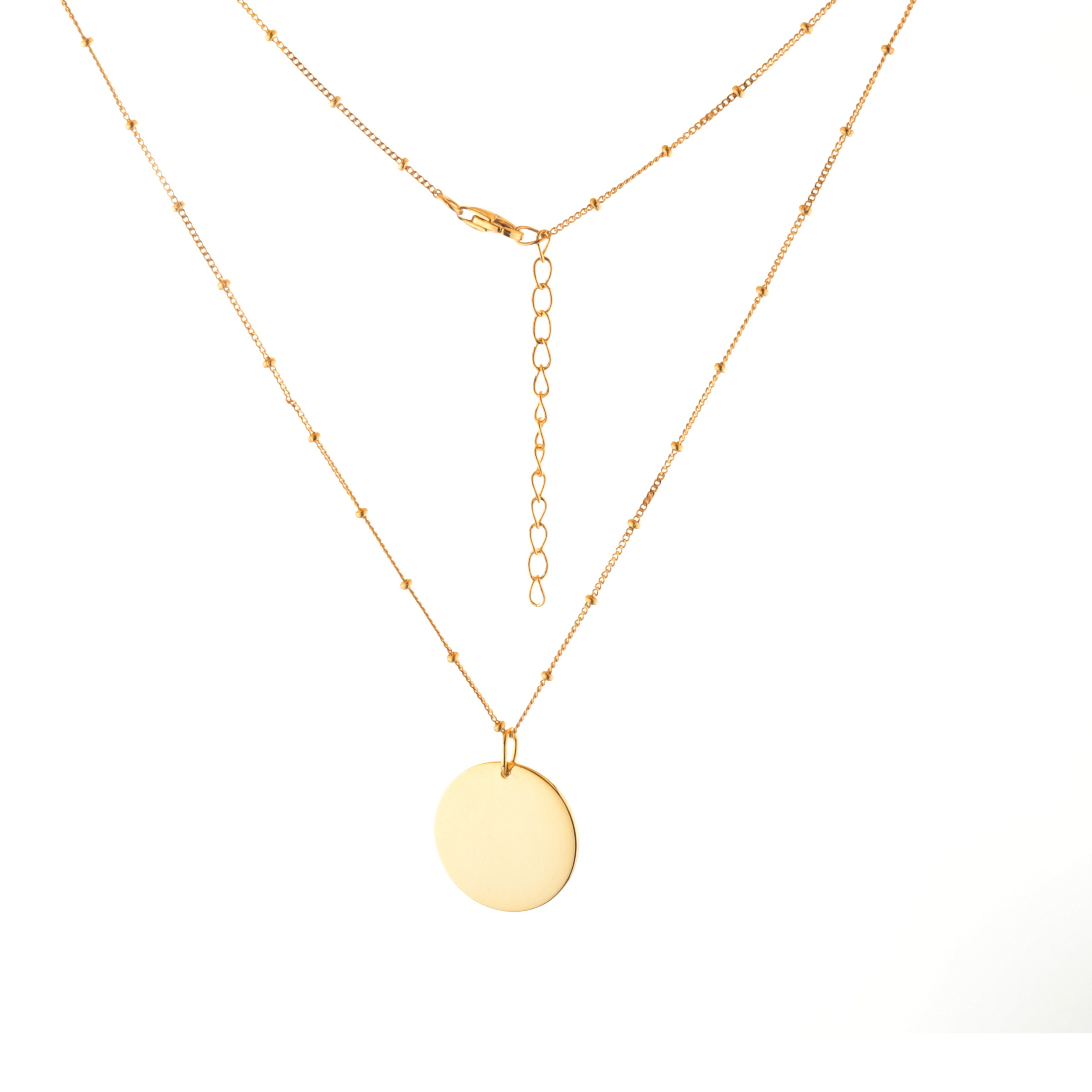 925 Silver Sterling Charms Gold Plated Jewelry Plain Circle Disc Pendant Necklace custom engrave pendant women jewelry