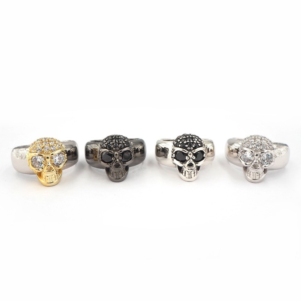 925 Sterling Silver Jewelry Cubic Zirconia Skull Ring CZ fashion party skull Oxidized Ring For Men rings jewelry women