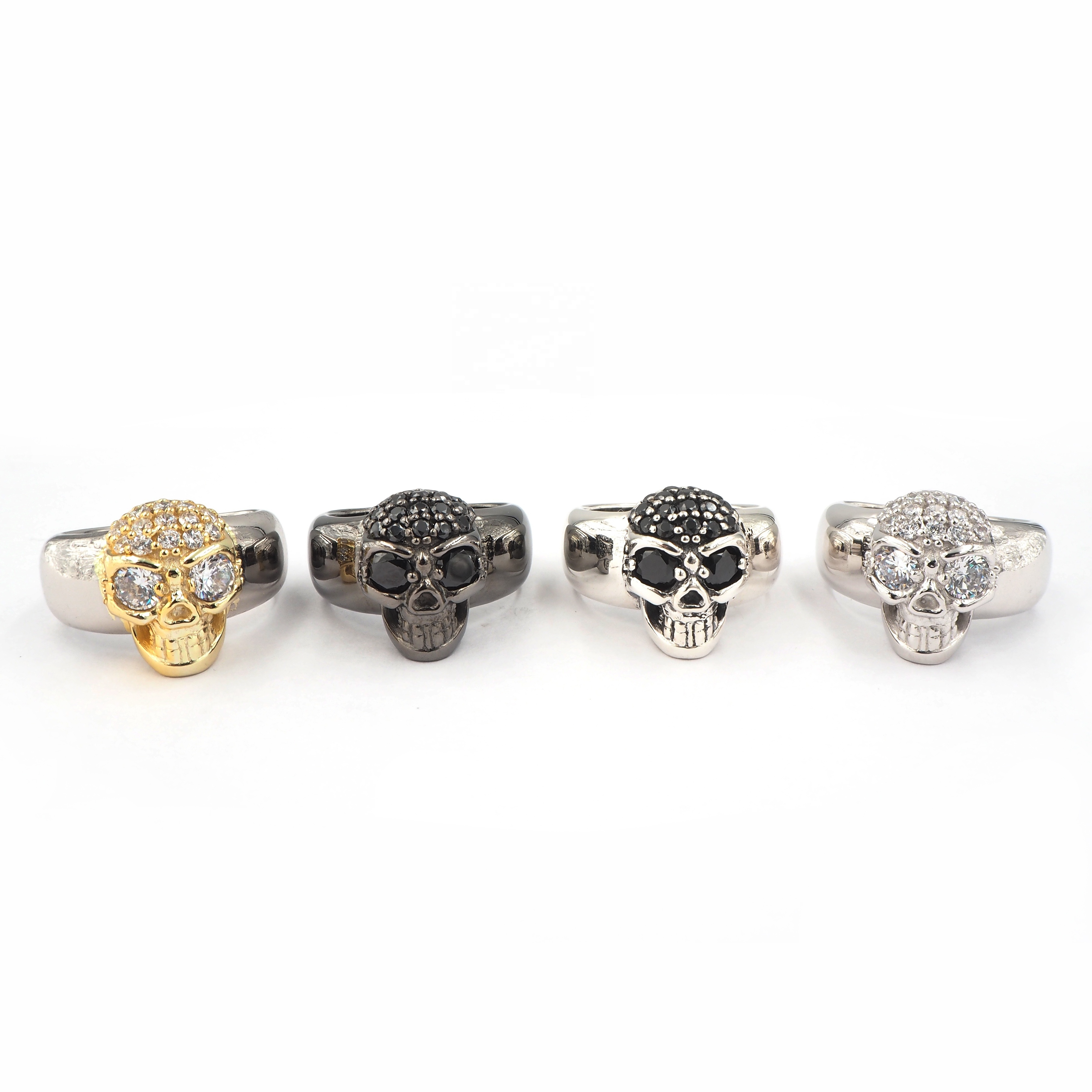 925 Sterling Silver Jewelry Cubic Zirconia Skull Ring CZ fashion party skull Oxidized Ring For Men rings jewelry women