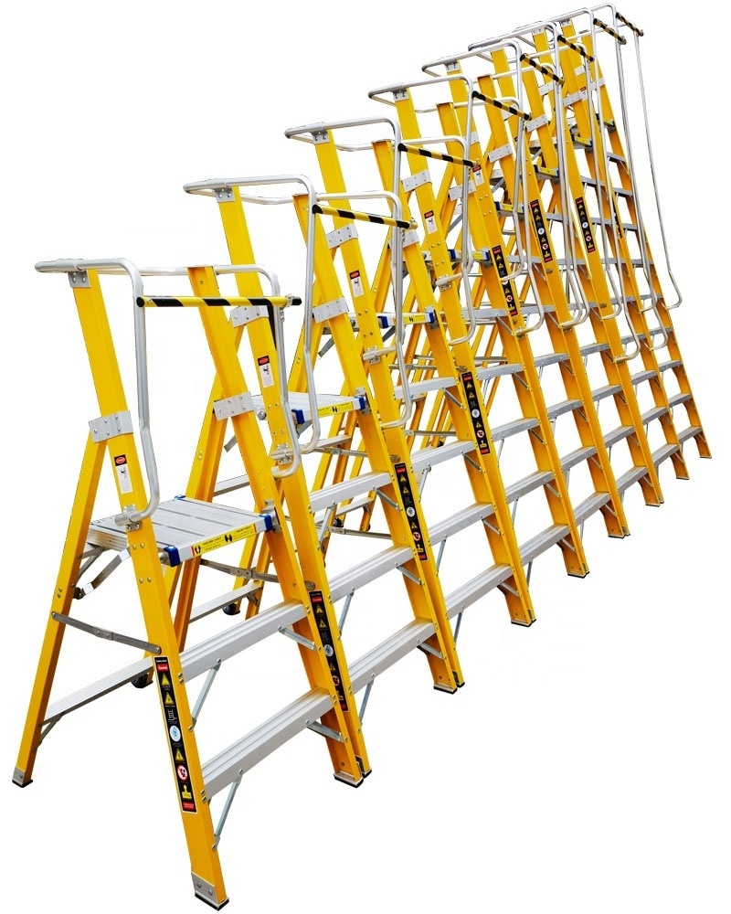 10 steps FRP Safety Ladder Safety Platform Ladder With Handrails 3-4-5-6-7-8steps platform ladder