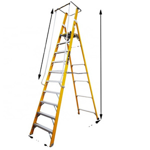 10 steps FRP Safety Ladder Safety Platform Ladder With Handrails 3-4-5-6-7-8steps platform ladder