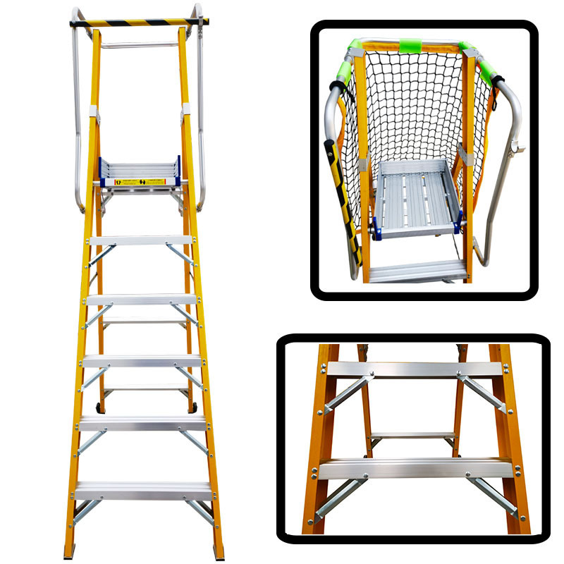 Insulated platform ladder FRP herringbone ladder household engineering thickened and reinforced aluminum alloy folding ladder