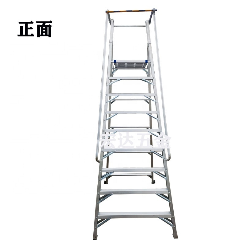 9 Steps Folding Aluminum Stair Work Platform Ladder Portable Stair Ladder