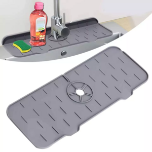 Custom Logo Silicone Faucet Sink Mat Splash Guard Catcher Faucet Absorbent Mat Catching Splash Drying Mat for Kitchen Counter