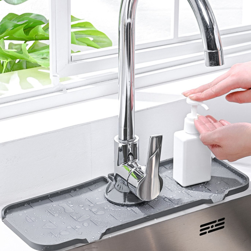 Hot Selling Wholesale  easy-to-clean silicone faucet handle drip catcher kitchen faucet sink splash guard