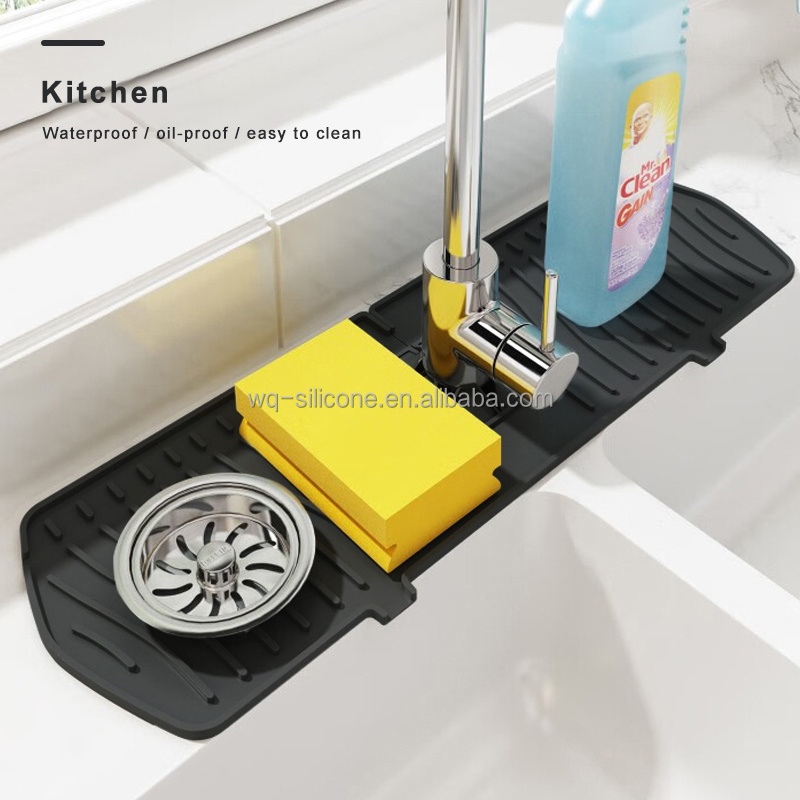 New Arrival Hot Sell Silicone Faucet Splash Mat Kitchen Water Catcher Faucet Absorbent Mat Silicone Faucet Mat For Kitchen Sink