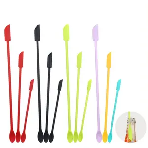 Double Headed Mini Silicone Small Tip Cosmetics Spatula Foundation Makeup Tool Lengthened Deep Bottle Fruit Sauce Scraper