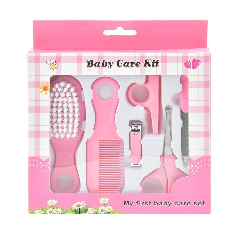 high quality  6 pcs baby care kit grooming newborn portable safety set with hair brush comb nail clippers for daily life