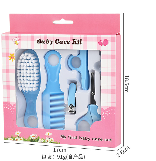 high quality  6 pcs baby care kit grooming newborn portable safety set with hair brush comb nail clippers for daily life