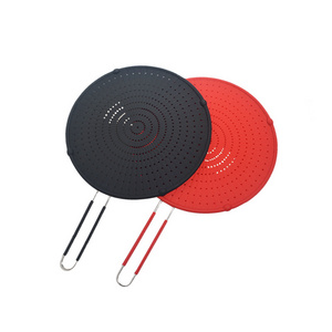 Multi use Cooking Splatter Shield Silicone Splatter Screen For Frying Pan With Handle Heavy Duty Splatter Guard Pot Strainer