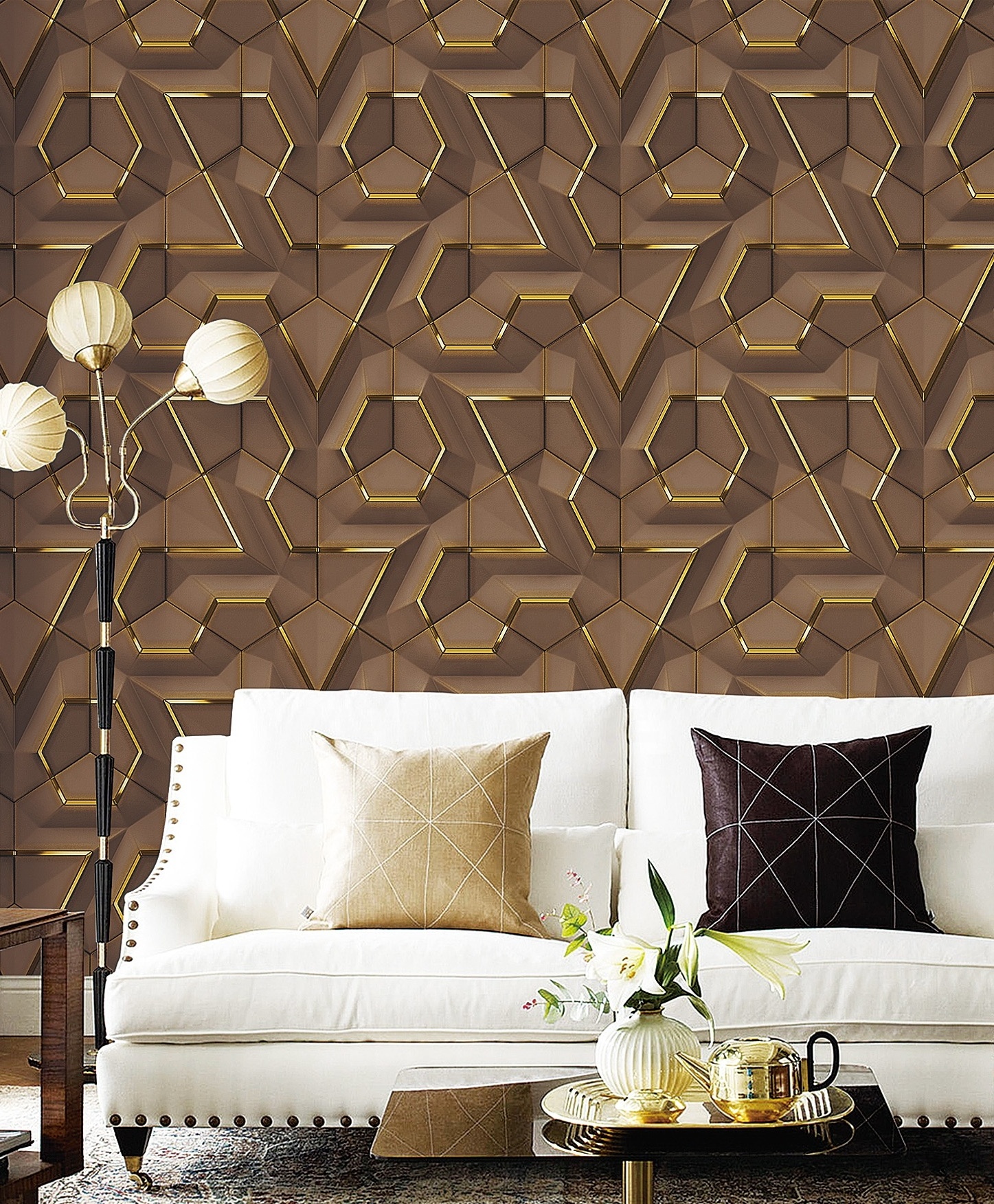 New Arrival Household PVC 3d Wallpaper Interior coating wall paper  geometric pattern  modern design home decor