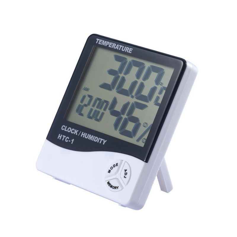 Htc-1 high quality and high precision large screen digital indoor thermometer hygrometer with alarm clock