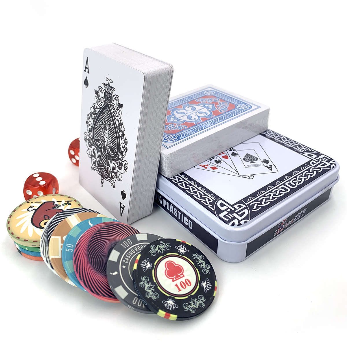 custom printing 2 deck 58*88mm standard jumbo index 100% plastic waterproof playing cards with tin box