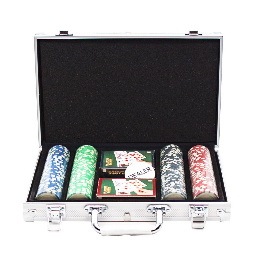 Poker Chip Set for Texas Hold'em Black Jack Gambling Buttons and Dice Style Casino Chips