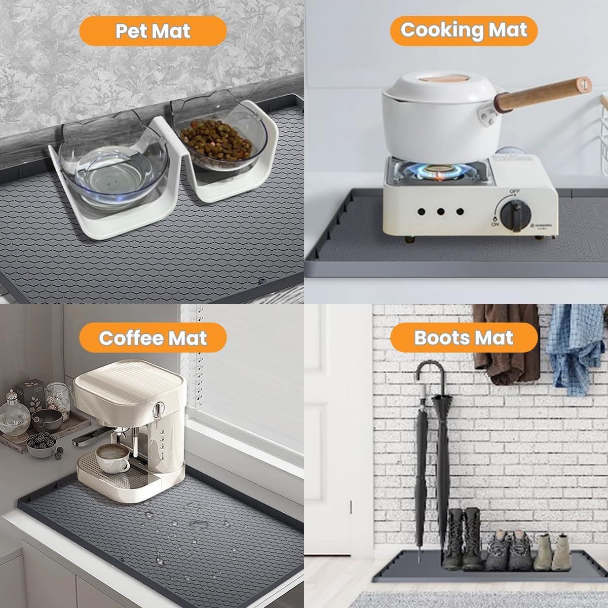 Custom 22 34 inch Waterproof Kitchen Sink Pad with Drain Hole Anti-slip Silicone Cabinet Protector Mat Under Sink Mat