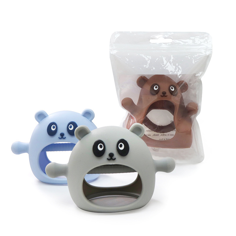 Hot selling New Little Bear Hand Protector Teeth Glue Baby Silicone Anti Bite Grinding Teeth Set Hand Teeth Glue in Amazon