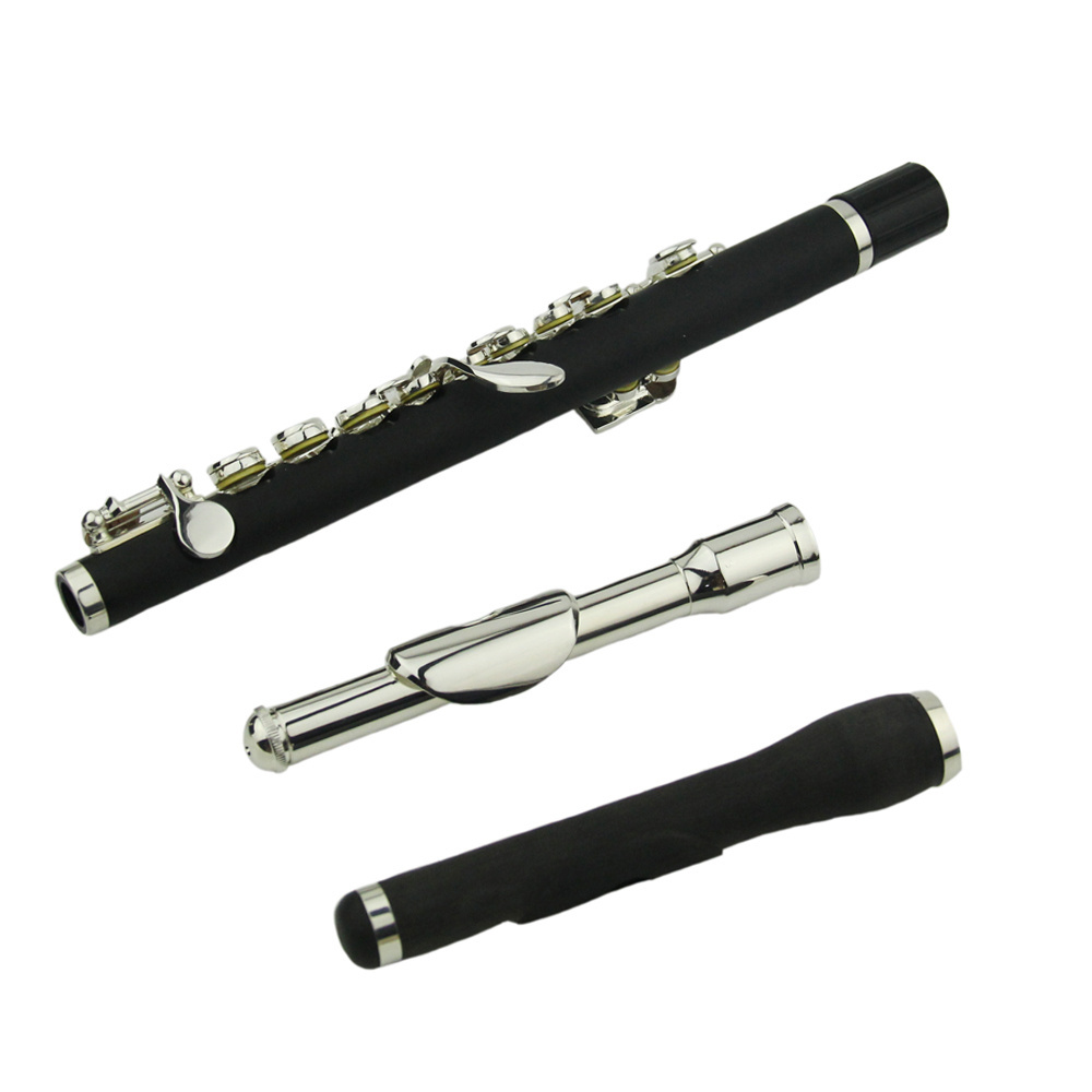 Professional instrument silver plated button short flute metal rubber wood double flute head short flute