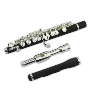 Professional instrument silver plated button short flute metal rubber wood double flute head short flute