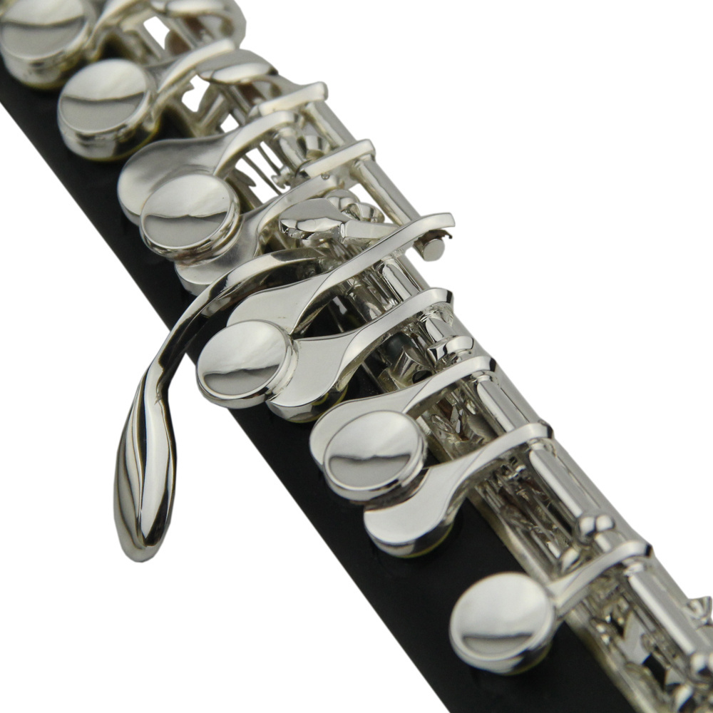 Professional instrument silver plated button short flute metal rubber wood double flute head short flute