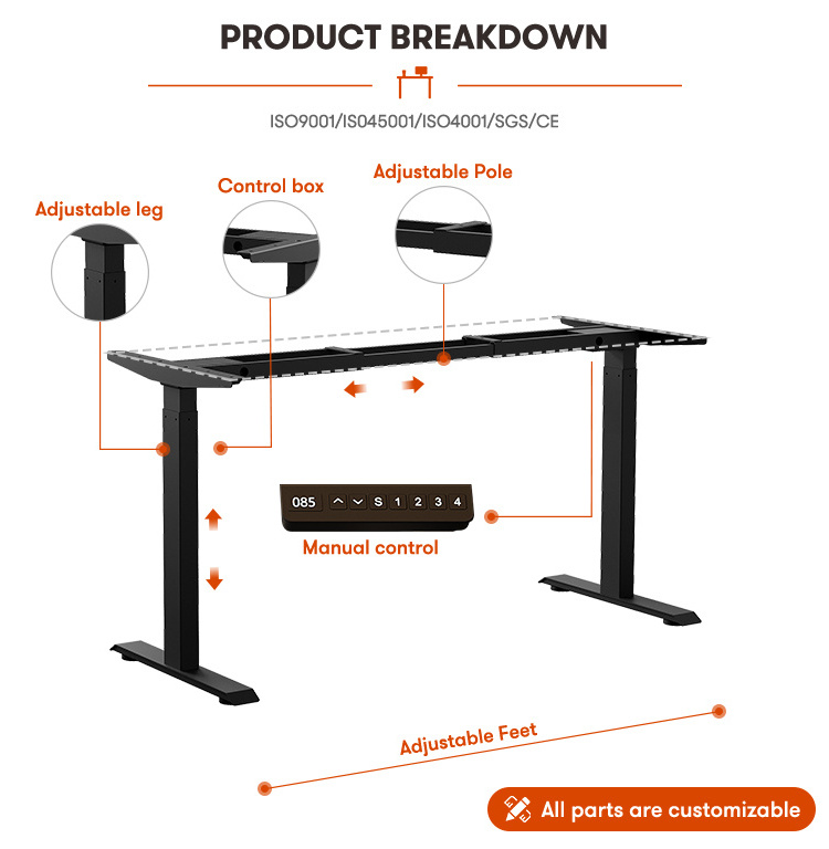 Wquantum Height Adjust Standing Desk Dual Motor Electric Adjustable Height Table for Home Office Lifting Desk