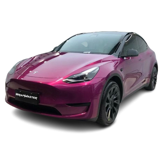 WRAPMASTER 1.52*17m PET Super Glossy Metallic Berry Purple Car Body Film Vehicle Vinyl Wrap