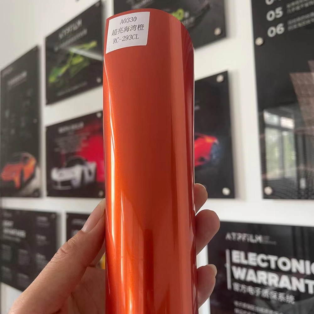 WRAPMASTER 1.52*17m PET Super Glossy Metallic Gulf Orange Auto Wrapping Film Car Vinyl Wrap