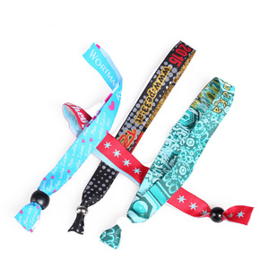 Small MOQ best selling items cheap eco-friendly polyester woven wristband, custom cloth wristbands for promotions, events