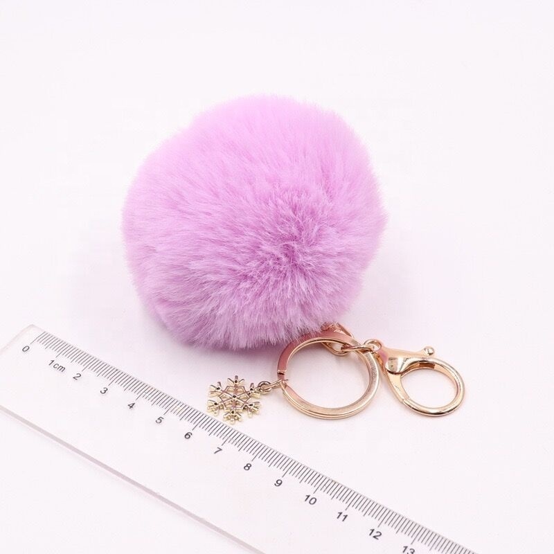 Pom Keyring Fuzzy Pink Fur Ball Puffball Key Chain Furry Furball Keychain Puff Ball Keychains