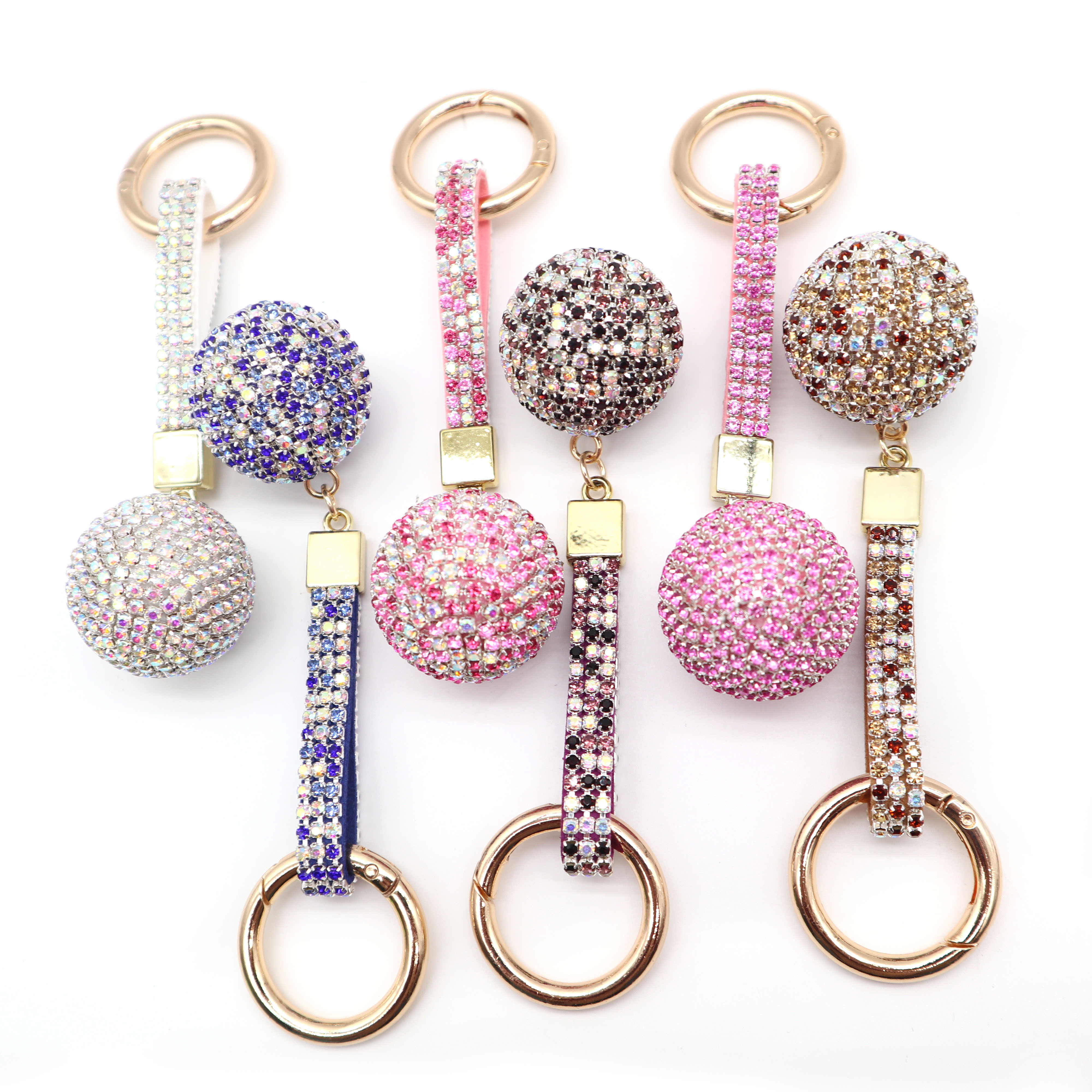 Anime Leather Strap Crystal Ball Car Keychain Fantasy Rhinestone Ball Wristlet Keychain for Valentines Gift 2024