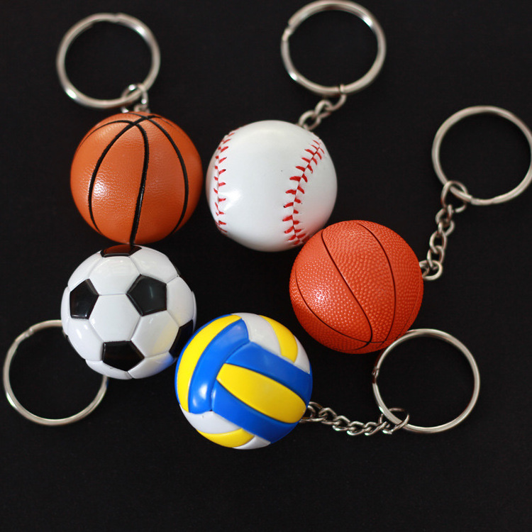 3d Pu Soccer Ball Keychain For Football Club Custom Print Logo Soccer Ball Keychain Volleyball Keychain Basketball Keyring