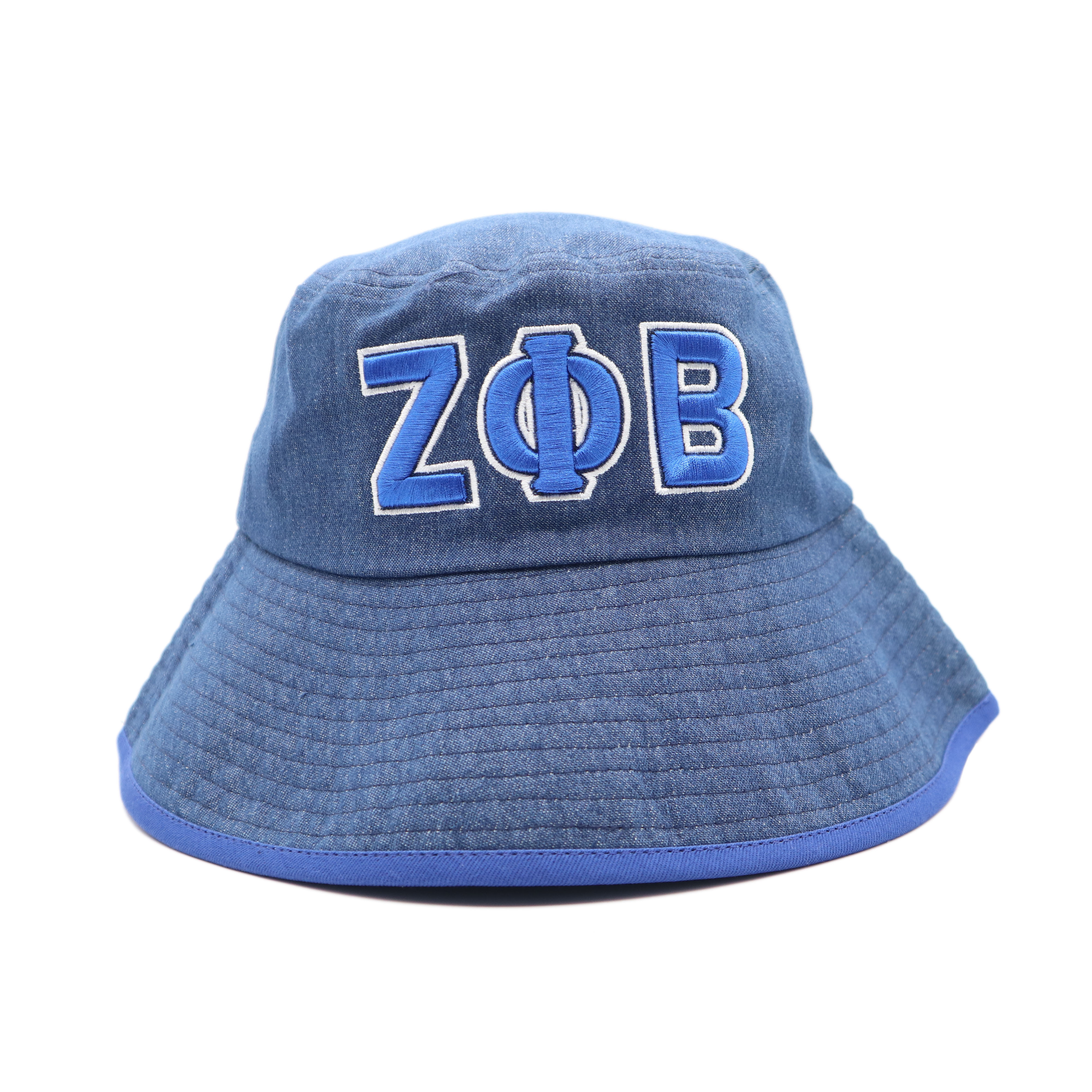 Original Manufacturer OEM Sorority Denim Bucket ZPB Greek Fisherman Hat Greek Bucket Hat with Custom Logo