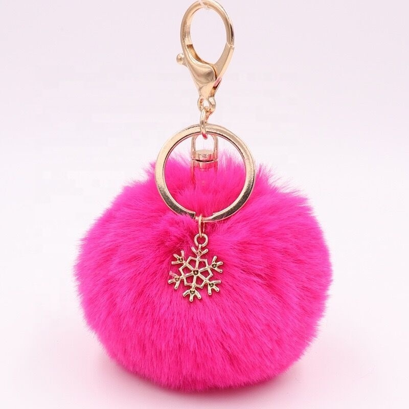 Pom Keyring Fuzzy Pink Fur Ball Puffball Key Chain Furry Furball Keychain Puff Ball Keychains