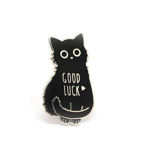 2024 Enamel Cat Pin Black Cat Lapel Pin / Good Luck Lucky Charm Pin /Motivational Lapel Pin