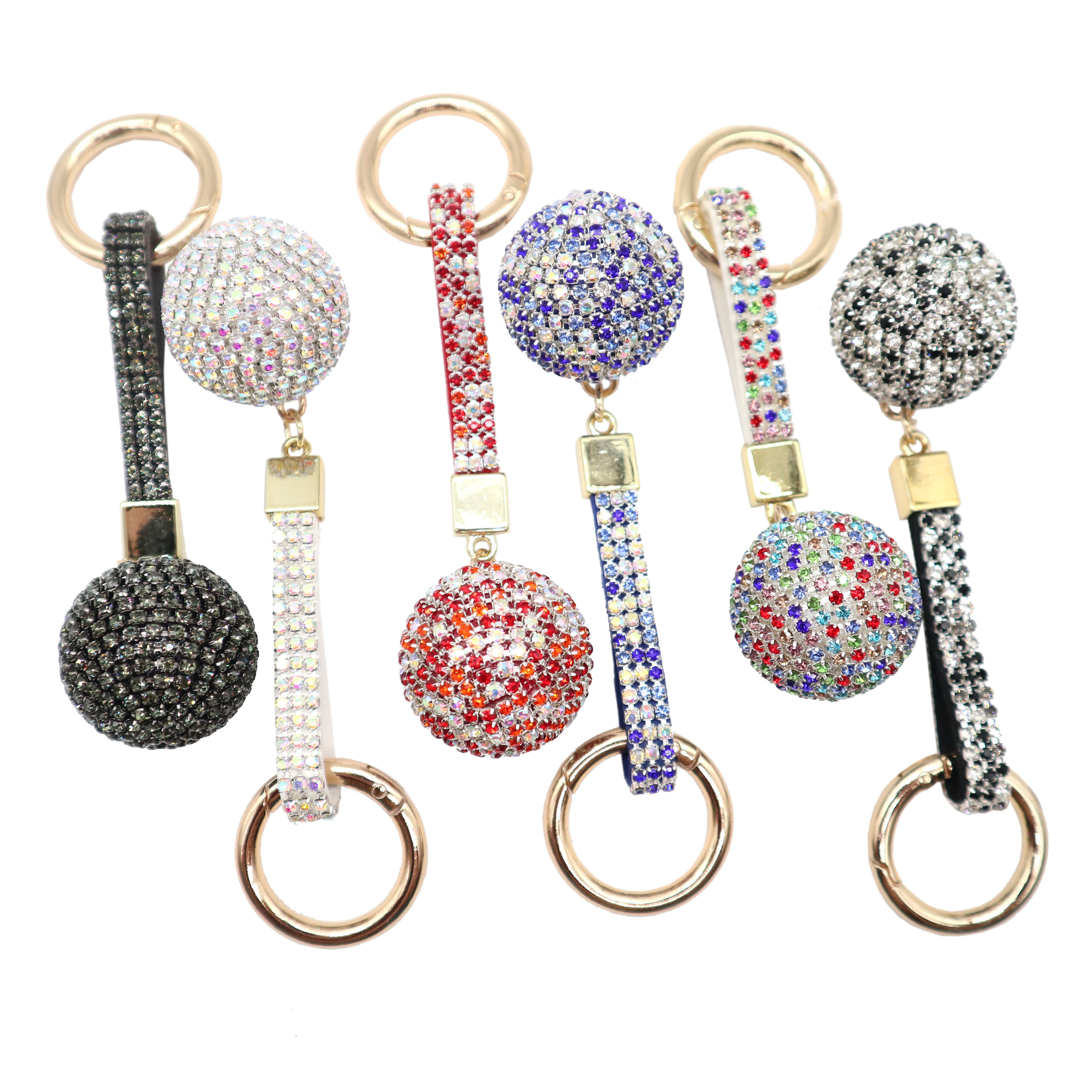 Anime Leather Strap Crystal Ball Car Keychain Fantasy Rhinestone Ball Wristlet Keychain for Valentines Gift 2024