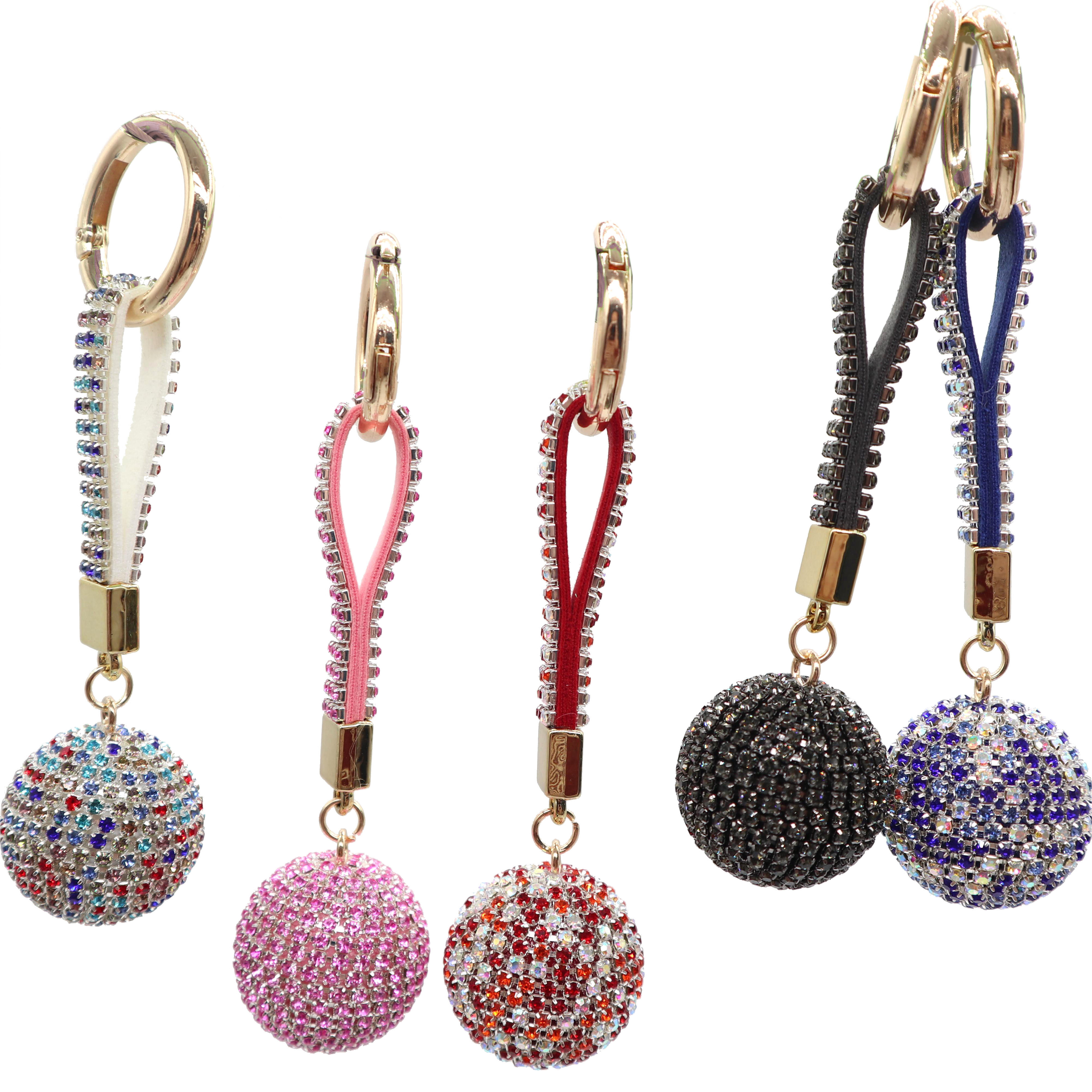 Anime Leather Strap Crystal Ball Car Keychain Fantasy Rhinestone Ball Wristlet Keychain for Valentines Gift 2024