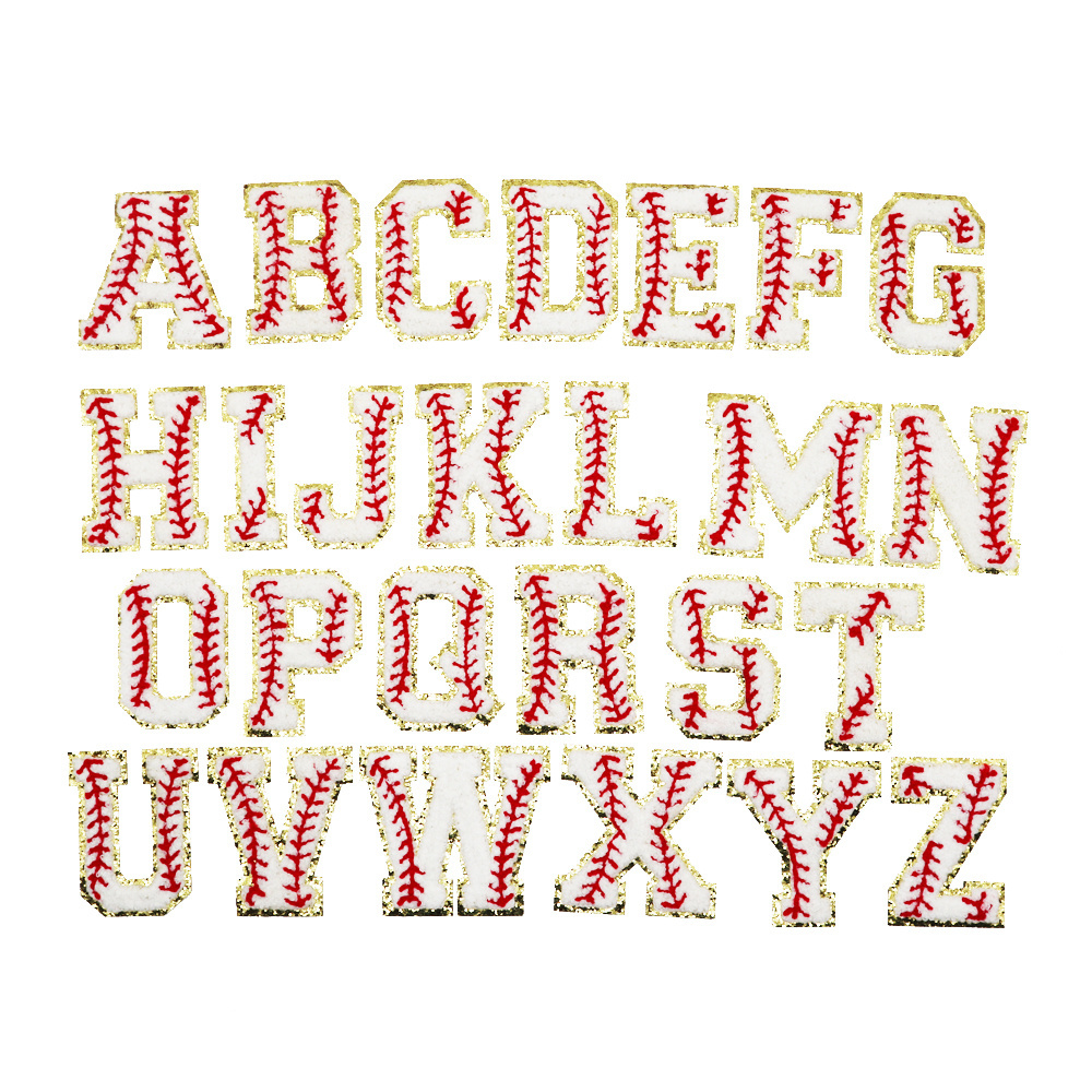 Glitter Baseball Sublimation Alphabet 26 Baseball Chenille Letters/Baseball Jersey Glitter Letters Numbers