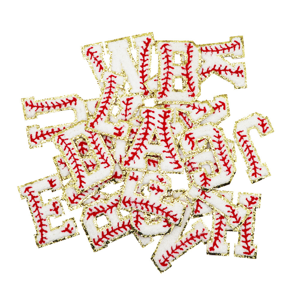 Glitter Baseball Sublimation Alphabet 26 Baseball Chenille Letters/Baseball Jersey Glitter Letters Numbers