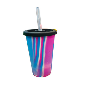 Unbreakable Reusable Silicone Tumbler Cups with Lids and Straws Durable Safe Silicone Pint Glasses