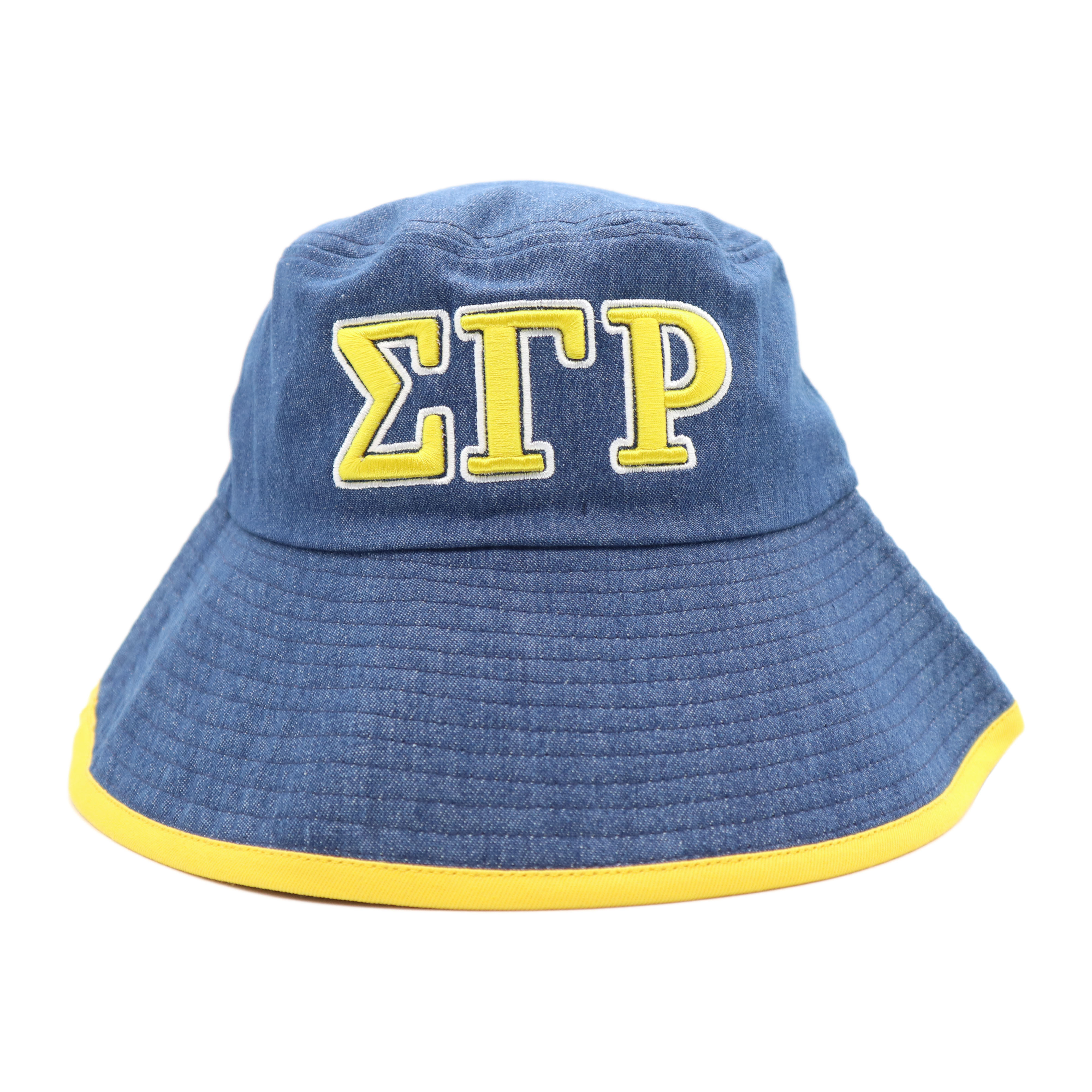 Original Manufacturer OEM Sorority Denim Bucket ZPB Greek Fisherman Hat Greek Bucket Hat with Custom Logo