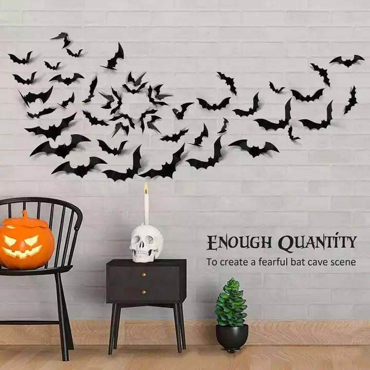 Wholesale Halloween Party Scary Decorations Sets Realistic Bat Decorative Sticker Window Decals