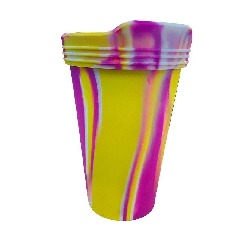 Unbreakable Reusable Silicone Tumbler Cups with Lids and Straws Durable Safe Silicone Pint Glasses